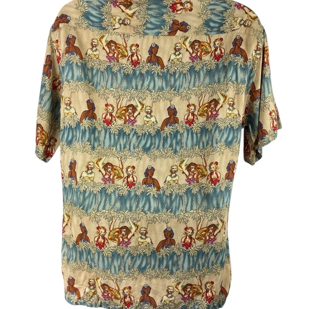 Pierre Cardin Vintage Tropical Print‎ Casual Button Down Camp Shirt, Medium